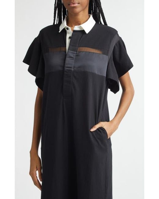 Sacai Cotton Jersey Dress in Black | Lyst
