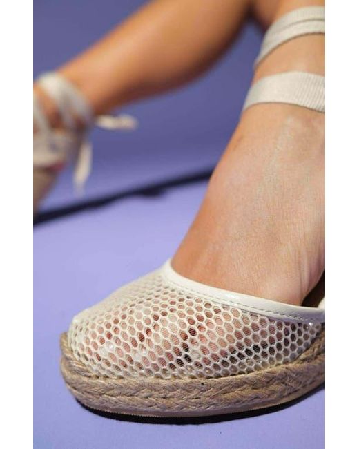 Forever & Always Shoes Blue Lions Mesh Leather Wedge Espadrilles Sandal