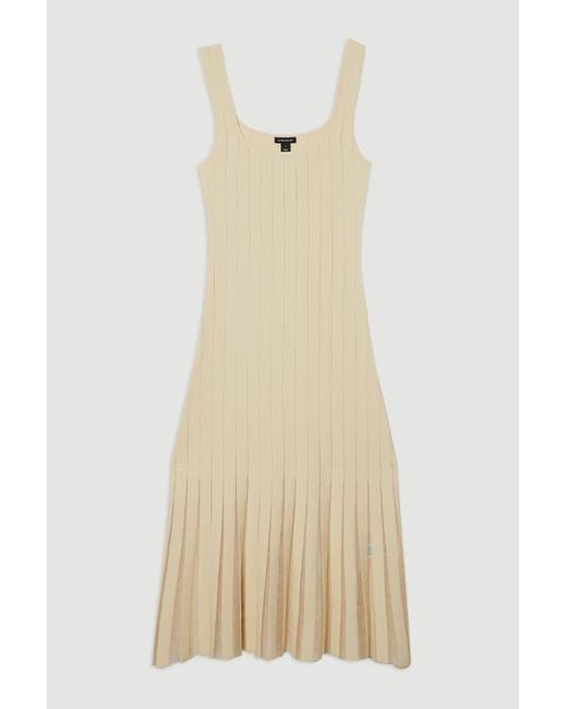 Karen Millen Natural Square Neck Knitted Flippy Dress