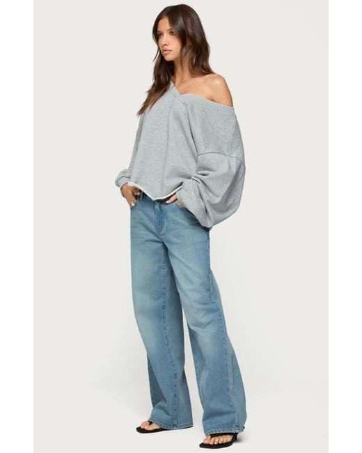 Edikted Gray Winfred Oversize One-Shoulder Sweatshirt