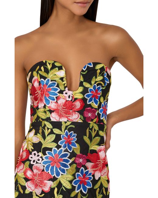 MILLY Multicolor Artem Spanish Garden Embroidered Strapless Cocktail Dress