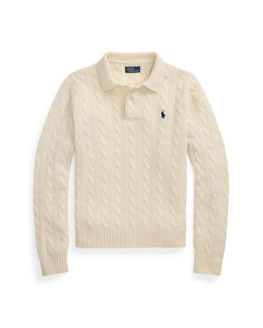 Polo Ralph Lauren Multicolor Cable Stitch Wool & Cashmere Polo Sweater