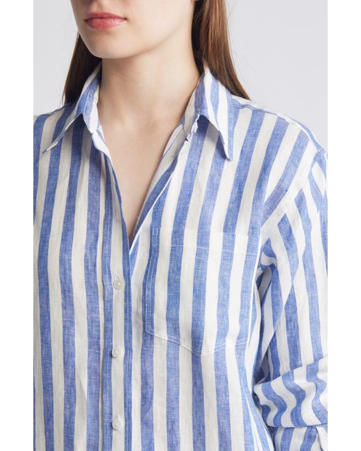 Boden Blue Connie Stripe Linen Button-up Shirt