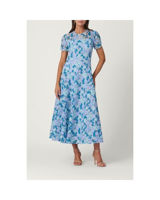 shoshanna blue lace dress Shoshanna Women's Emmie Lace Midi-Dress - Vista Blue