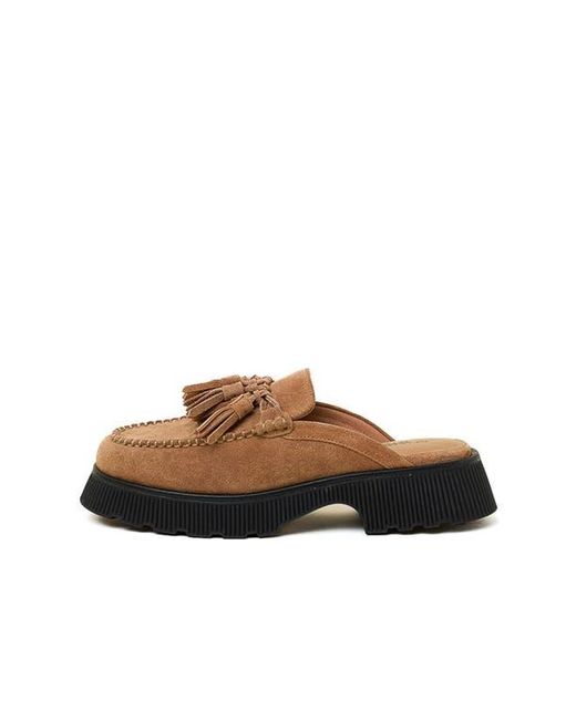Charlotte Stone Brown Herschel Tasseled Loafer Slide