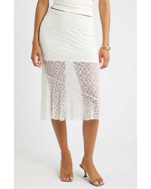 Open Edit White Lace Midi Skirt