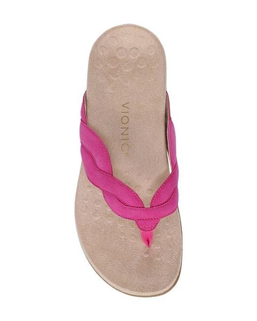 Vionic Pink Bella Braid Flip Flop