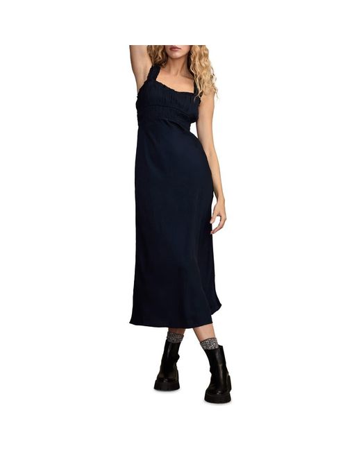 Lucky Brand Blue Ruched Bodice Dress