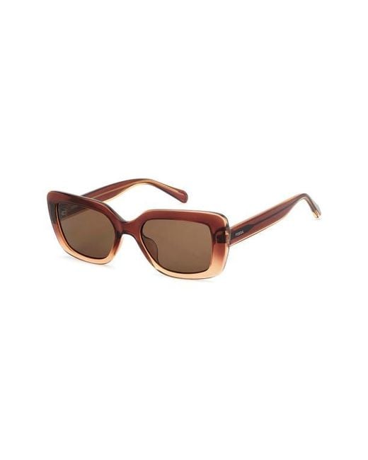 Fossil Brown 52Mm Gradient Rectangular Sunglasses