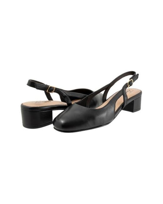 Trotters Black Dottie Slingback Pump