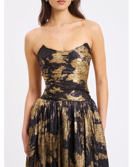 miss circle gold dress Miss Circle Women's Lainey Gold Satin Sequin Pearls Beaded Maxi Dress main image 1