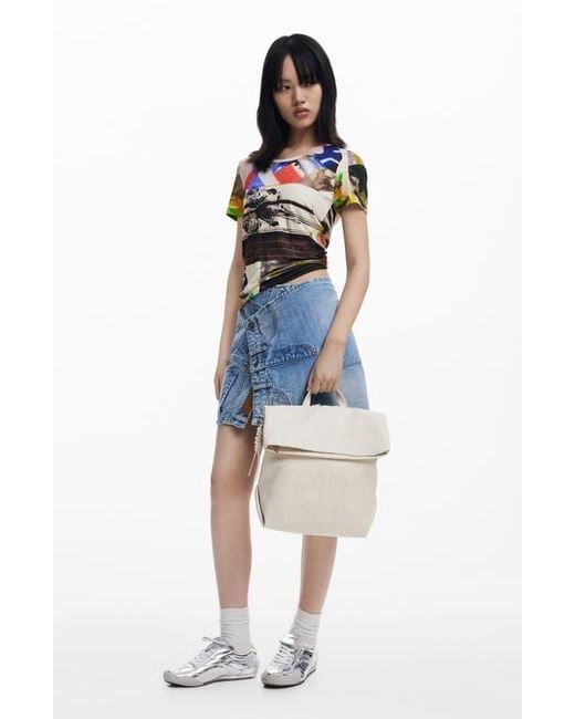 Desigual White Medium Faux Leather Backpack
