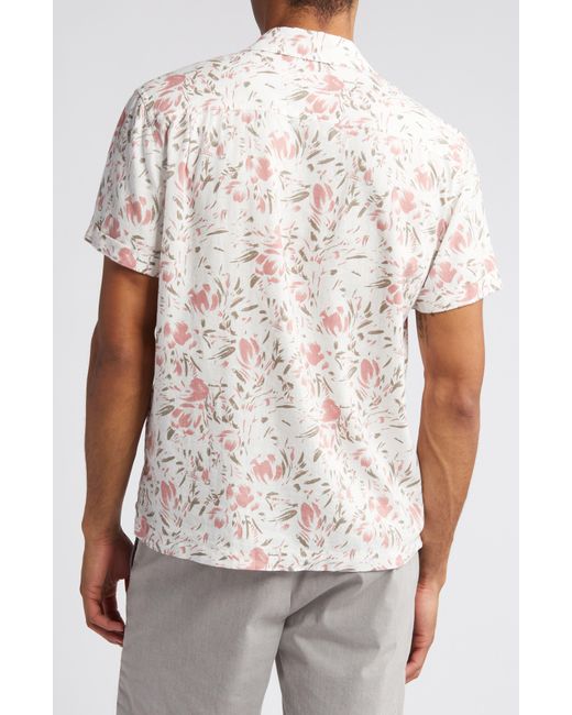 Rails White Dresden Regular Fit Floral Short Sleeve Linen Blend Camp Shirt for men
