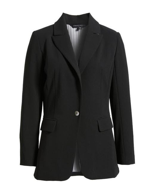 Ming Wang Black X Tanya Foster Deco Crepe One-Button Blazer