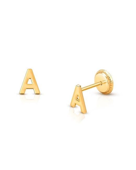 Tiny Blessings Metallic 14K Initial Studs Screw Back Earrings