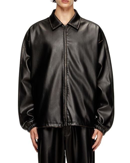 25aw DIESEL J-AKE フェイクレザージャケット 48 DIESEL J-Ake Oversize Faux Leather Jacket in Black for Men | Lyst