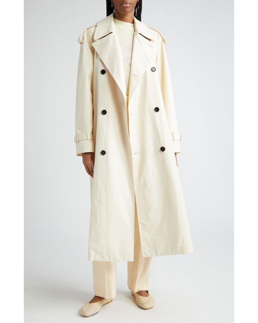 Burberry Natural Oversize Belted Water Resistant Gabardine Trench Coat