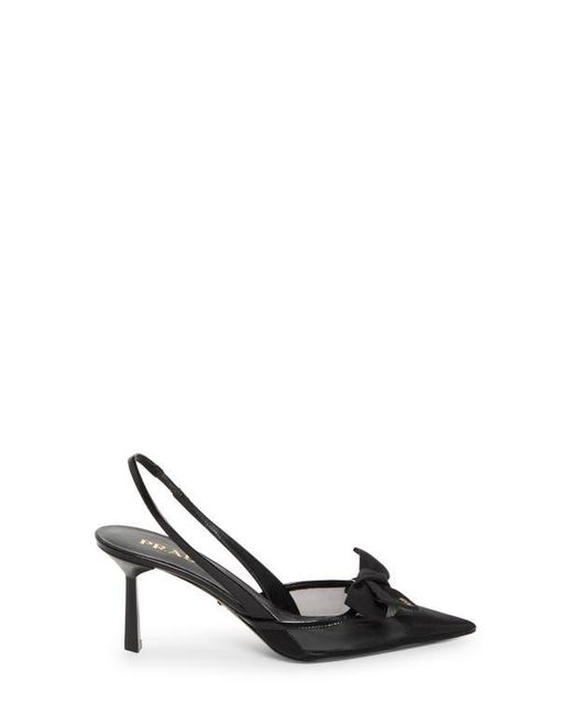Prada Black Mesh Bow Slingback Pump