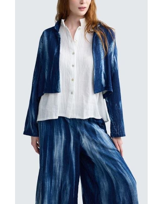 Luukaa Blue Reese Batik-Effect Short Jacket