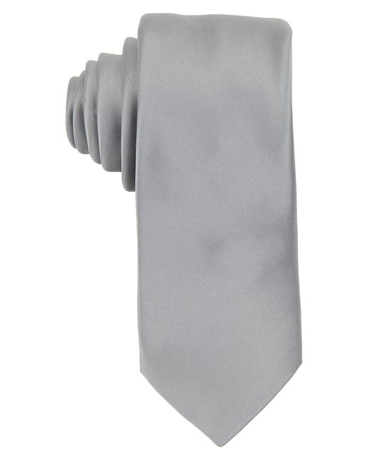 Brooklyn Brigade Gray Solid Satin X-Long Tie for men