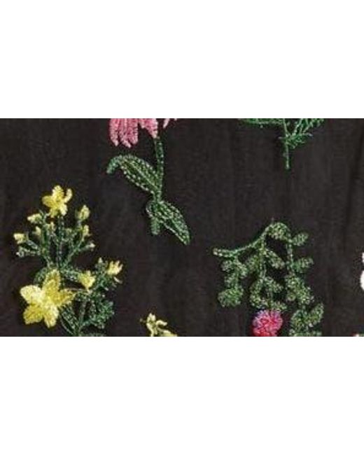 Sam Edelman Green Botanical Embroidered Semisheer Sleeveless Dress