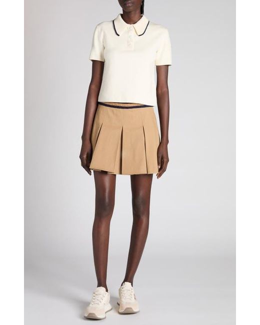 Moncler Natural Pleated Cotton Stretch Gabardine Miniskirt