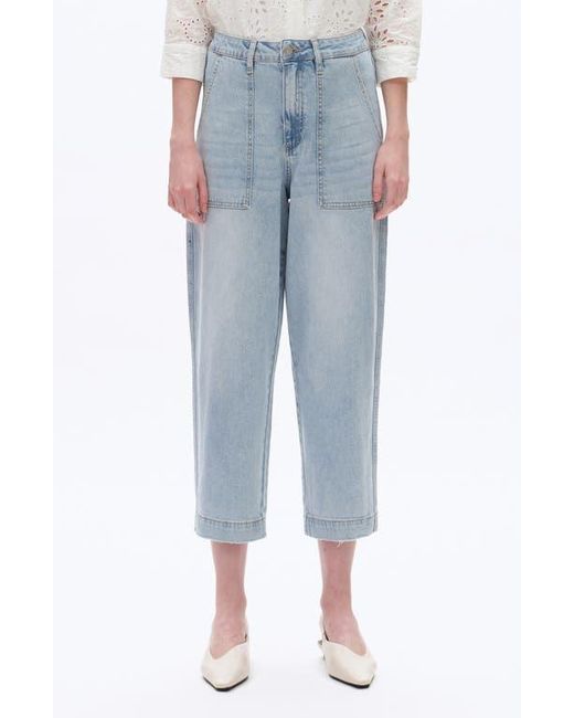 Bayeas Blue Utility Super High Waist Crop Barrel Jeans