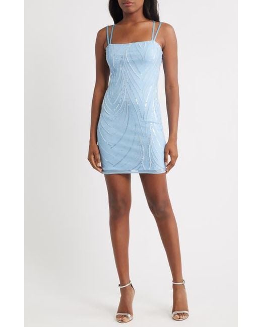 Jump Apparel Blue Sequin Detail Strappy Back Cocktail Minidress