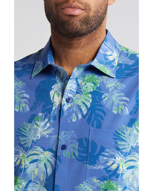Tommy Bahama Blue Bahama Coast Marina Fronds Short Sleeve Button-up Shirt for men