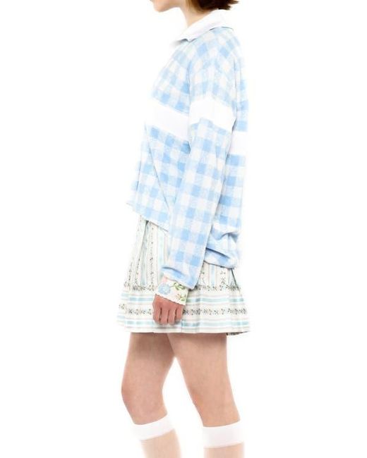Anna Sui Blue Gingham Terry Top