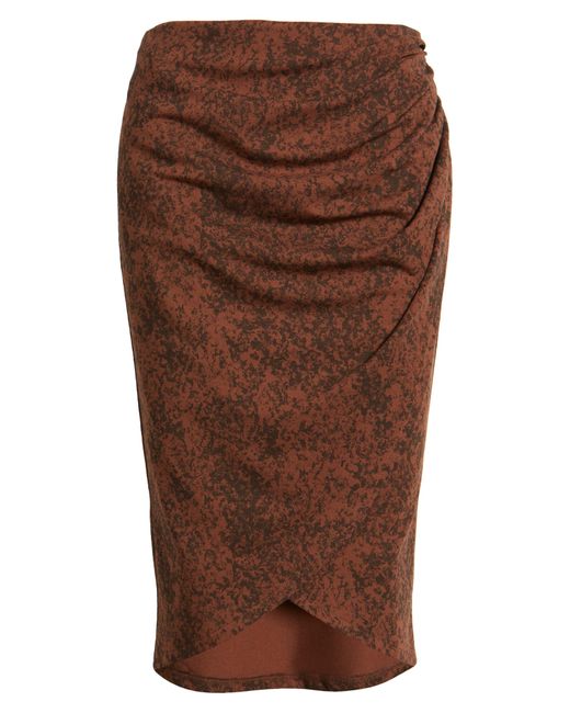 Open Edit Ruched Tulip Hem Skirt in Brown Lyst