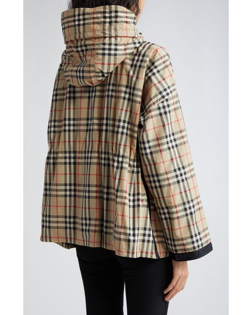 Burberry Bacton Vintage Check Hooded Jacket in Brown | Lyst