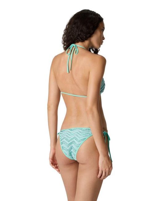 Missoni Blue Triangle Mesh Bikini With Zigzag Pattern And Sequins