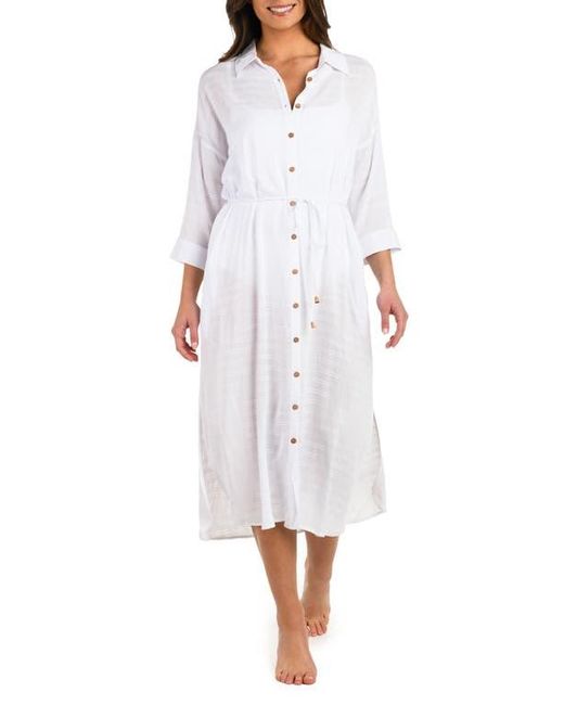 La Blanca Women's White Sea Cover Button-Up Cover-Up Dress