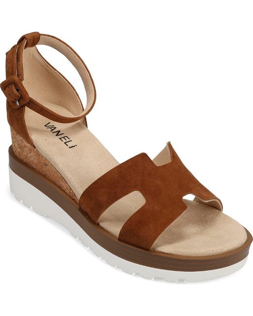 Vaneli Brown Cairn Ankle Strap Platform Wedge Sandal
