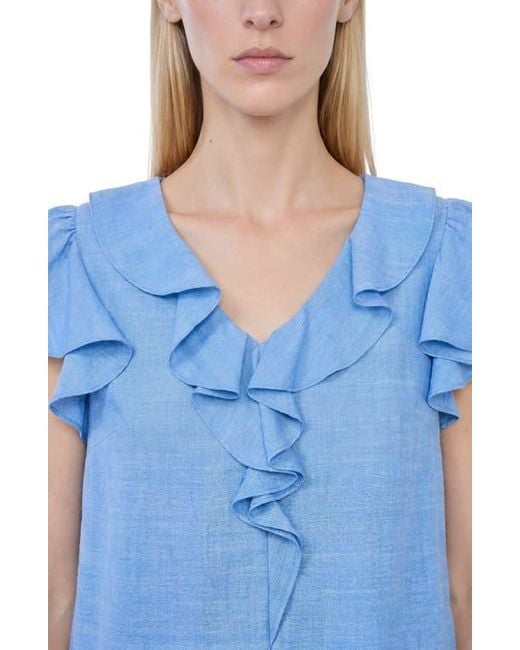 Cece Blue Ruffle Top