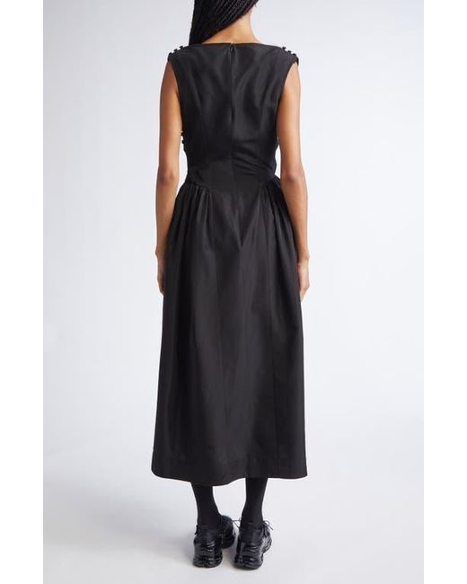 Simone Rocha Black Hip Detail Draped Bind Taffeta Dress