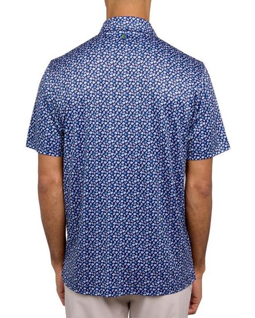 Con.struct Blue Regular Fit Micro Mexi Skulls Print Recycled Performance Golf Polo for men