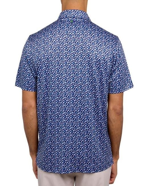 Con.struct Blue Regular Fit Micro Mexi Skulls Print Recycled Performance Golf Polo for men