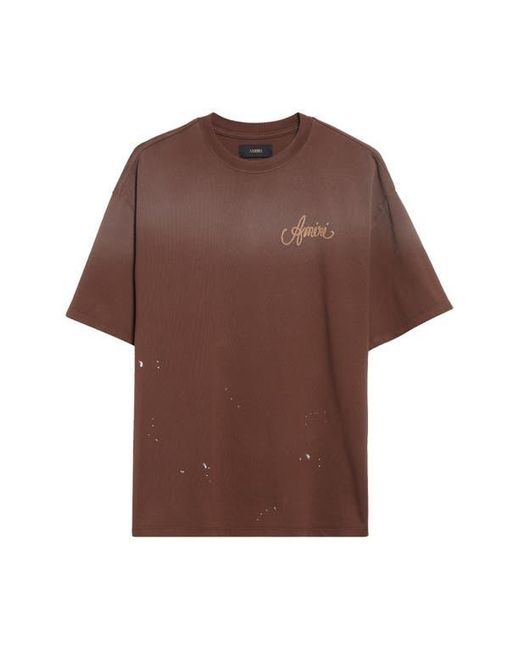 Amiri Brown Design Studio Embroidered Paint Splatter Oversize T-Shirt for men