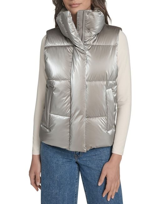 Levi's Gray Regular Stand Collar Puffer Vest Jacket