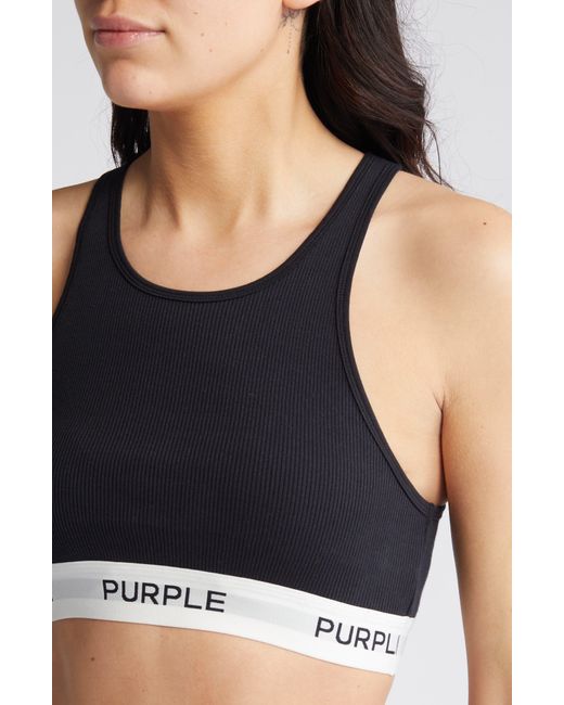 Purple Brand Black Stretch Cotton Rib Bralette