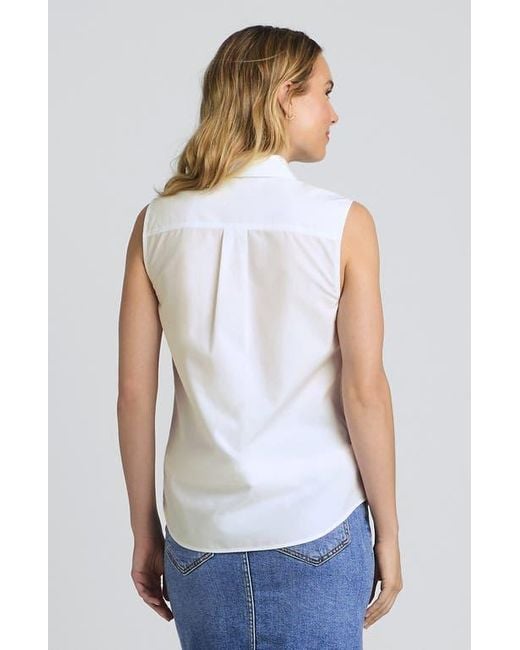 Lands' End Women's White Sleeveless No Iron Shirt