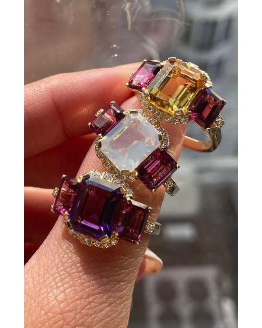 Goshwara Multicolor Gossip Semiprecious Stone Ring