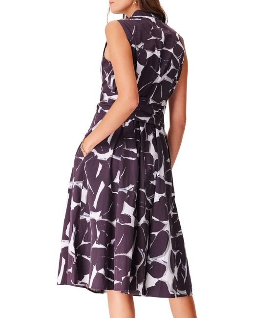 NIC+ZOE Purple Nic+zoe Bold Petals Sleeveless Button-up Shirtdress