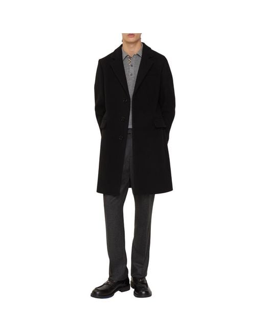Burberry Black Wool Tailored Coat for men