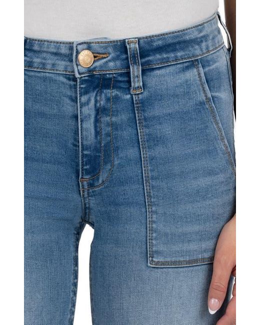 Kut From The Kloth Blue Stevie Raw Hem Crop Straight Leg Utility Jeans