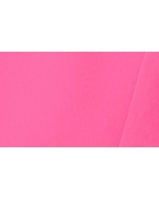 Cece Pink Puff Sleeve Tie Neck Top