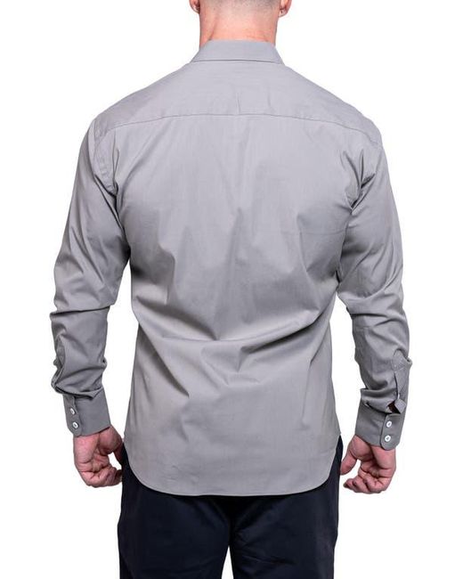 Maceoo Gray Einstein Aristocratluxestretch Button-Up Shirt for men