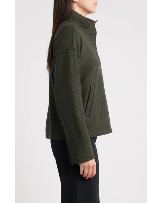 Eileen Fisher Black Boiled Wool Jacket